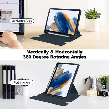 Tablet Case with Bluetooth Keyboard for Samsung Galaxy Tab A9+ Rotating Stand PU+Acrylic Cover
