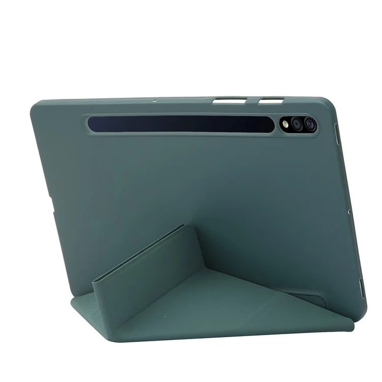 For Samsung Galaxy Tab S9+ Tablet Case Silicone + PU Leather Flip Cover with Auto Wake  /  Sleep Function