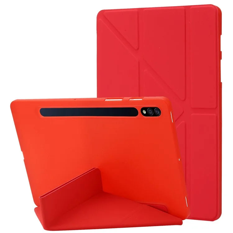 For Samsung Galaxy Tab S9+ Tablet Case Silicone + PU Leather Flip Cover with Auto Wake  /  Sleep Function
