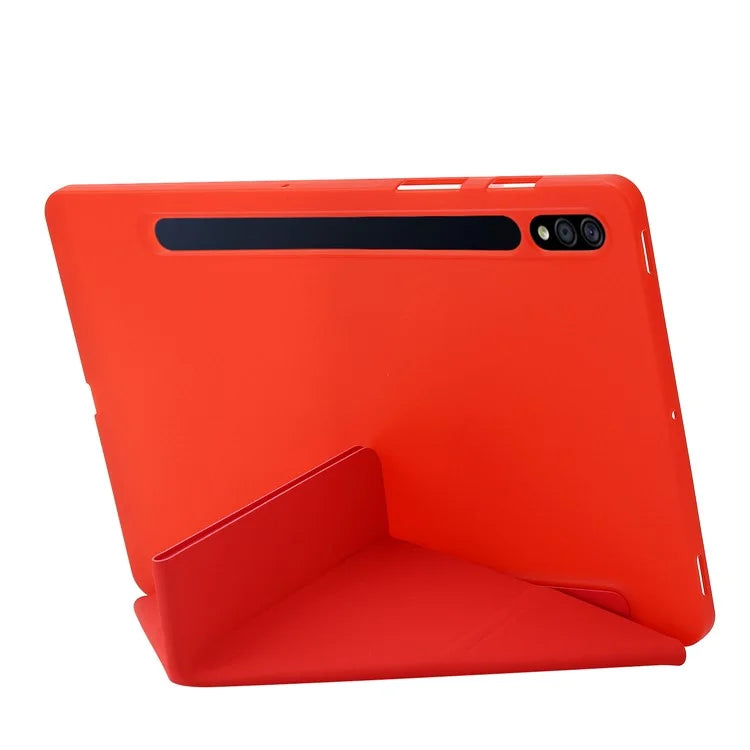 For Samsung Galaxy Tab S9+ Tablet Case Silicone + PU Leather Flip Cover with Auto Wake  /  Sleep Function