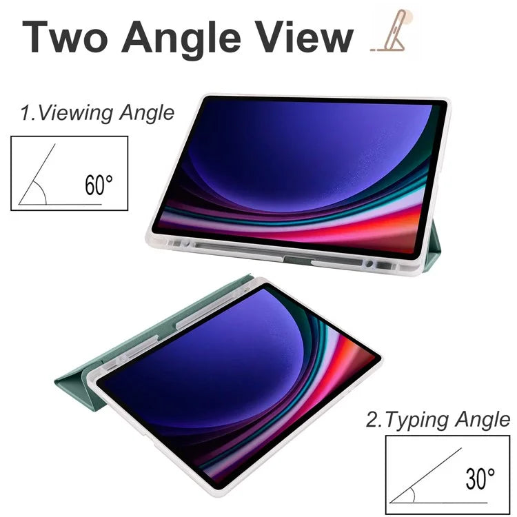 For Samsung Galaxy Tab S9+ Shockproof Tablet Case PU+Transparent TPU Back Cover with Pen Slot