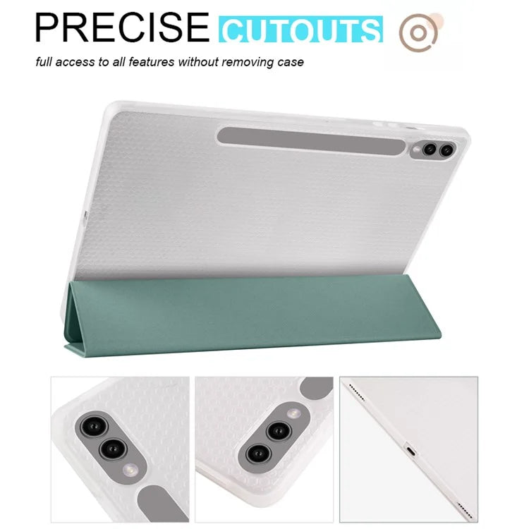 For Samsung Galaxy Tab S9+ Shockproof Tablet Case PU+Transparent TPU Back Cover with Pen Slot