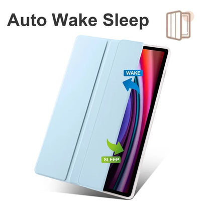 For Samsung Galaxy Tab S9+ Shockproof Tablet Case PU+Transparent TPU Back Cover with Pen Slot