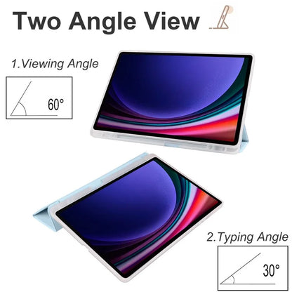 For Samsung Galaxy Tab S9+ Shockproof Tablet Case PU+Transparent TPU Back Cover with Pen Slot