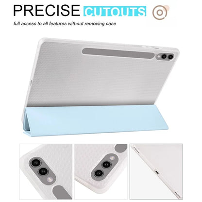 For Samsung Galaxy Tab S9+ Shockproof Tablet Case PU+Transparent TPU Back Cover with Pen Slot