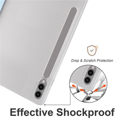 For Samsung Galaxy Tab S9+ Shockproof Tablet Case PU+Transparent TPU Back Cover with Pen Slot