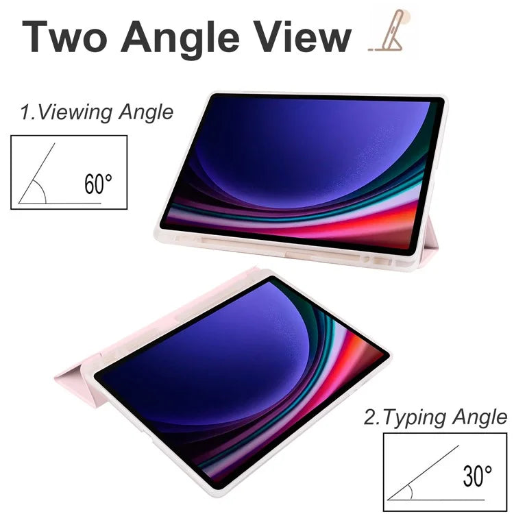 For Samsung Galaxy Tab S9+ Shockproof Tablet Case PU+Transparent TPU Back Cover with Pen Slot