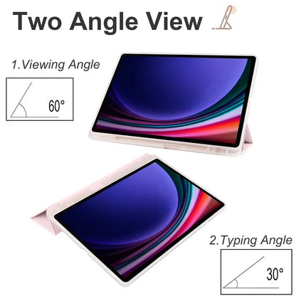 For Samsung Galaxy Tab S9+ Shockproof Tablet Case PU+Transparent TPU Back Cover with Pen Slot