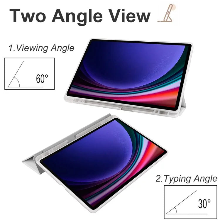 For Samsung Galaxy Tab S9+ Shockproof Tablet Case PU+Transparent TPU Back Cover with Pen Slot