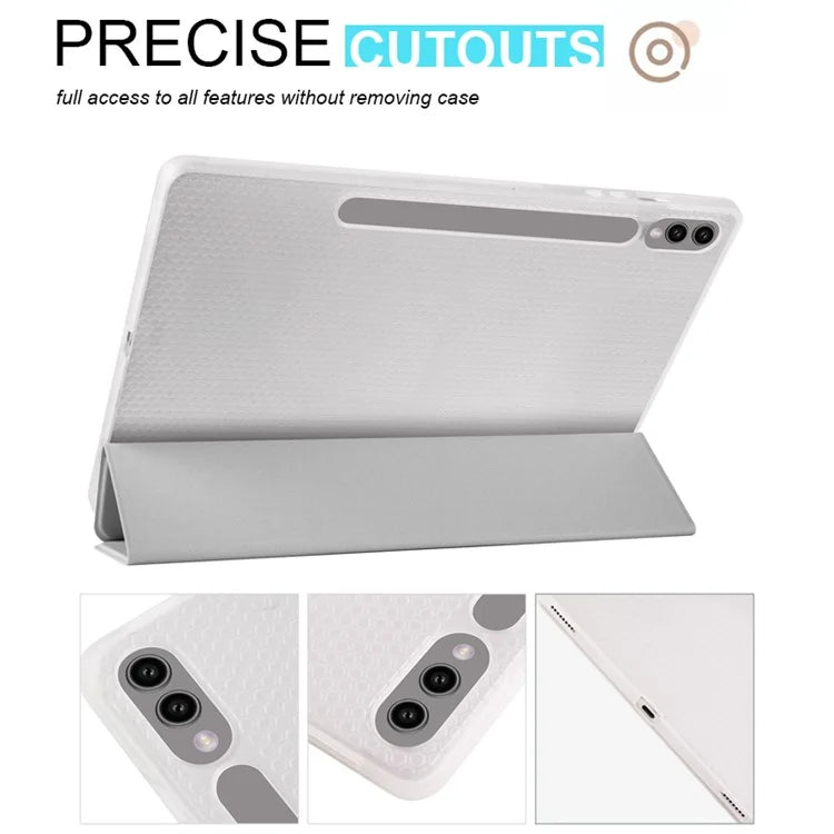 For Samsung Galaxy Tab S9+ Shockproof Tablet Case PU+Transparent TPU Back Cover with Pen Slot