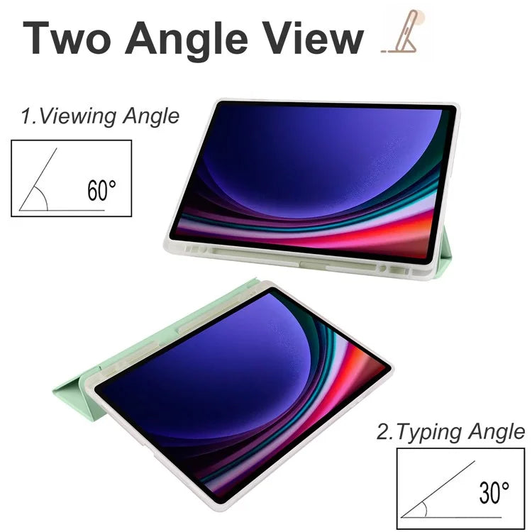 For Samsung Galaxy Tab S9+ Shockproof Tablet Case PU+Transparent TPU Back Cover with Pen Slot