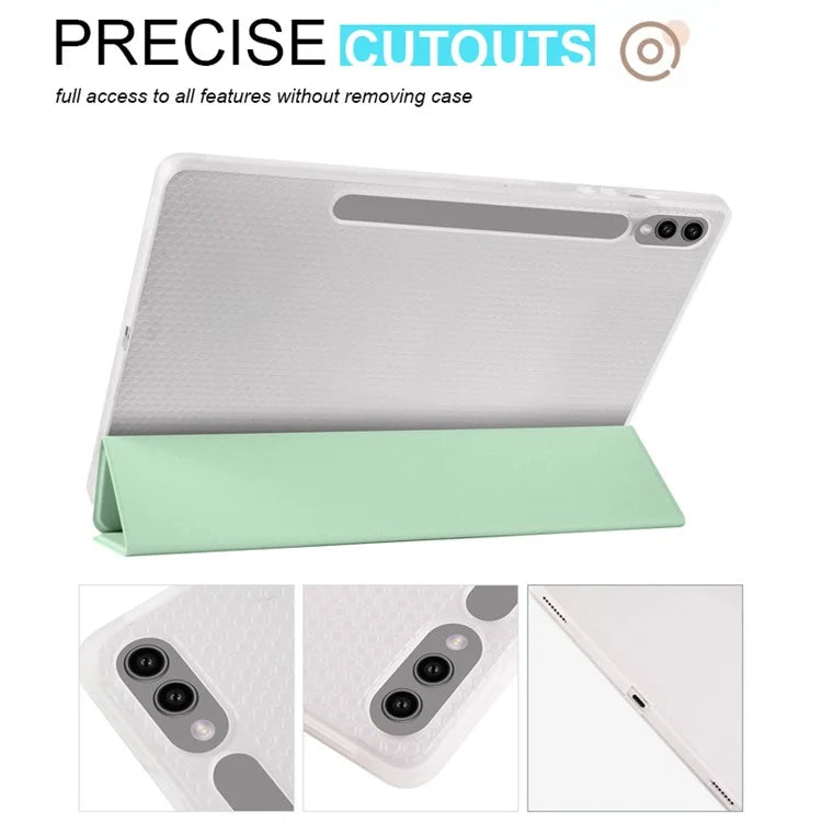 For Samsung Galaxy Tab S9+ Shockproof Tablet Case PU+Transparent TPU Back Cover with Pen Slot