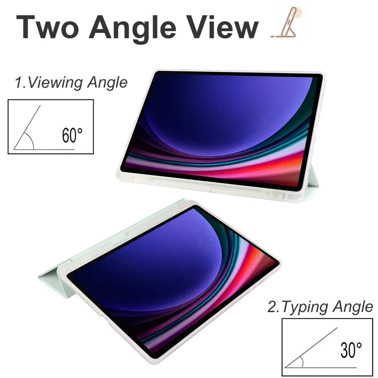 For Samsung Galaxy Tab S9+ Shockproof Tablet Case PU+Transparent TPU Back Cover with Pen Slot