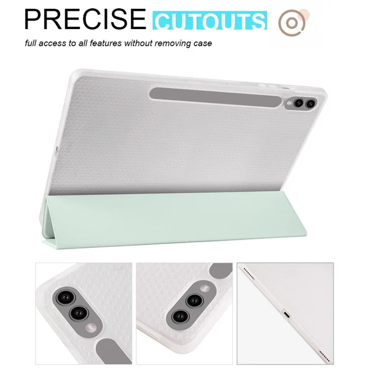For Samsung Galaxy Tab S9+ Shockproof Tablet Case PU+Transparent TPU Back Cover with Pen Slot