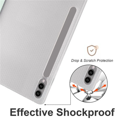For Samsung Galaxy Tab S9+ Shockproof Tablet Case PU+Transparent TPU Back Cover with Pen Slot
