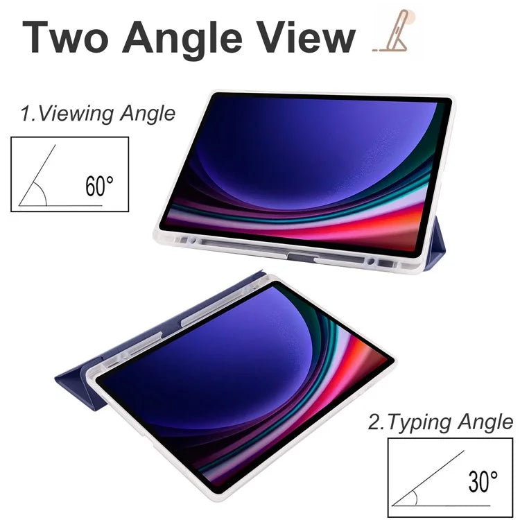For Samsung Galaxy Tab S9+ Shockproof Tablet Case PU+Transparent TPU Back Cover with Pen Slot