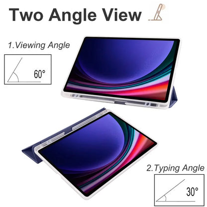 For Samsung Galaxy Tab S9+ Shockproof Tablet Case PU+Transparent TPU Back Cover with Pen Slot