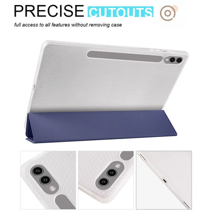 For Samsung Galaxy Tab S9+ Shockproof Tablet Case PU+Transparent TPU Back Cover with Pen Slot