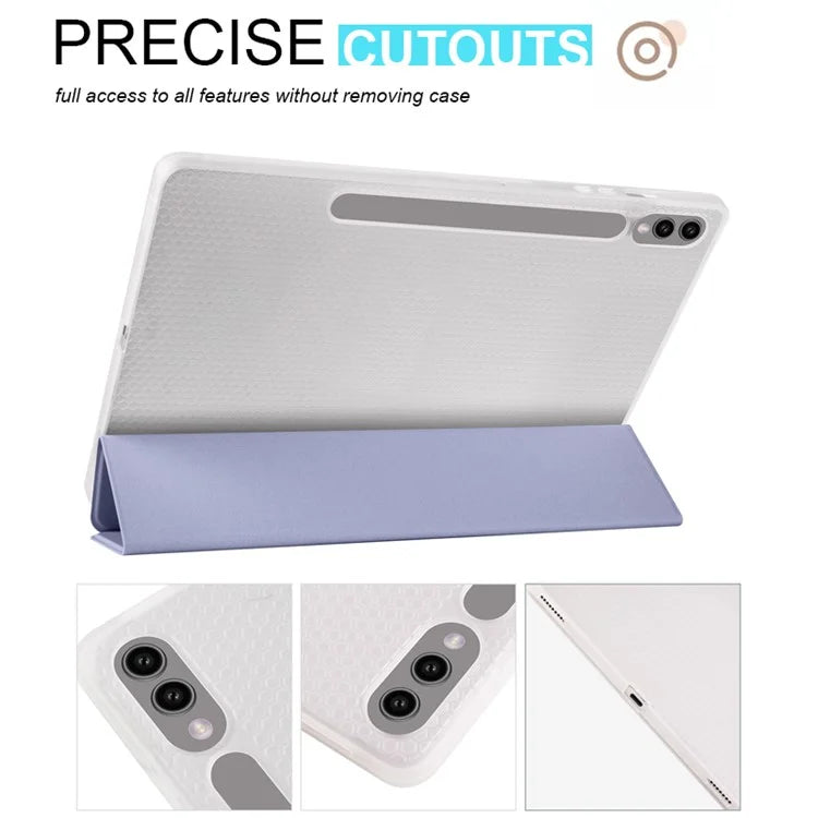 For Samsung Galaxy Tab S9+ Shockproof Tablet Case PU+Transparent TPU Back Cover with Pen Slot