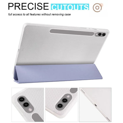 For Samsung Galaxy Tab S9+ Shockproof Tablet Case PU+Transparent TPU Back Cover with Pen Slot
