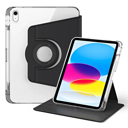 For iPad 10.9 (2022) Protective Case PU Leather+Acrylic Rotary Kickstand Tablet Cover
