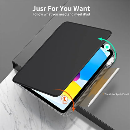 For iPad 10.9 (2022) Protective Case PU Leather+Acrylic Rotary Kickstand Tablet Cover