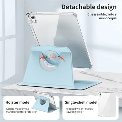 For iPad 10.9 (2022) Protective Case PU Leather+Acrylic Rotary Kickstand Tablet Cover