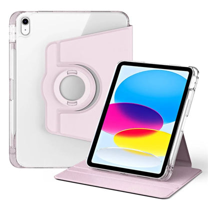 For iPad 10.9 (2022) Protective Case PU Leather+Acrylic Rotary Kickstand Tablet Cover