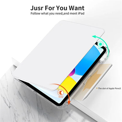 For iPad 10.9 (2022) Protective Case PU Leather+Acrylic Rotary Kickstand Tablet Cover