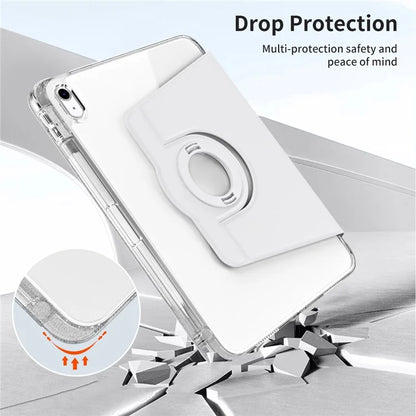For iPad 10.9 (2022) Protective Case PU Leather+Acrylic Rotary Kickstand Tablet Cover