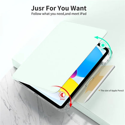 For iPad 10.9 (2022) Protective Case PU Leather+Acrylic Rotary Kickstand Tablet Cover