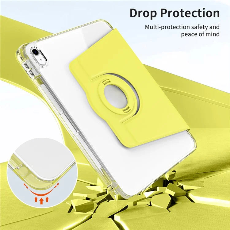 For iPad 10.9 (2022) Protective Case PU Leather+Acrylic Rotary Kickstand Tablet Cover