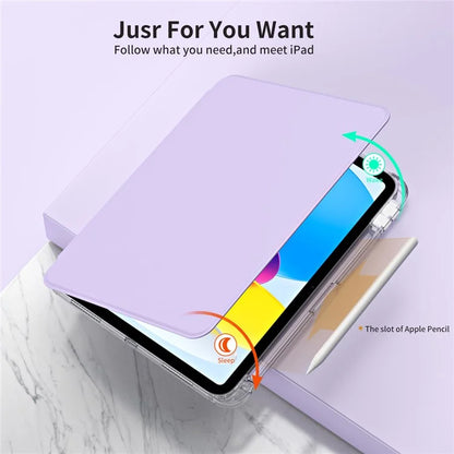For iPad 10.9 (2022) Protective Case PU Leather+Acrylic Rotary Kickstand Tablet Cover