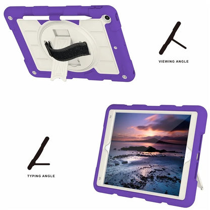 For iPad 10.2 (2021) / (2019) / (2020) TPU+PC Tablet Case Rotating Shockproof Kickstand Cover with Strap