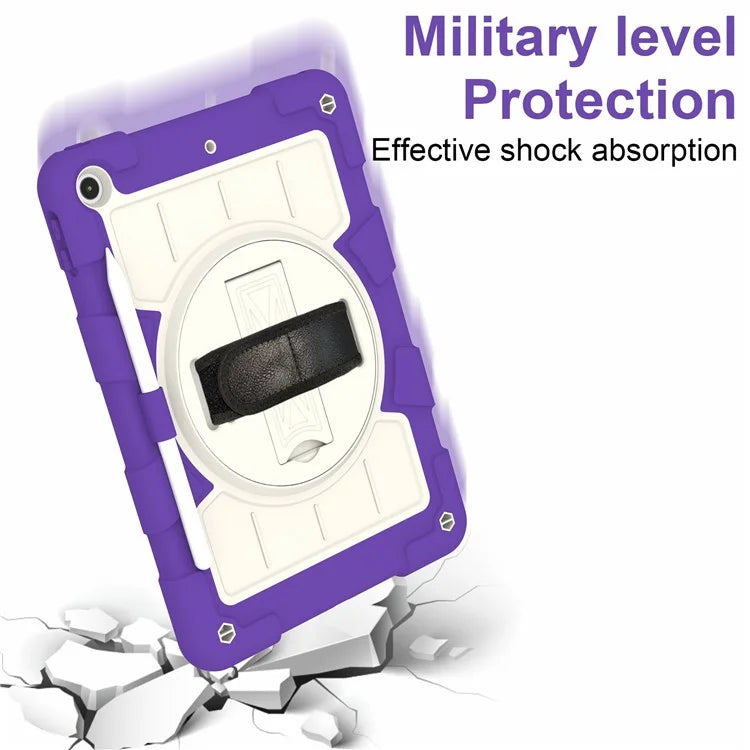 For iPad 10.2 (2021) / (2019) / (2020) TPU+PC Tablet Case Rotating Shockproof Kickstand Cover with Strap