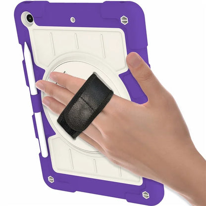 For iPad 10.2 (2021) / (2019) / (2020) TPU+PC Tablet Case Rotating Shockproof Kickstand Cover with Strap