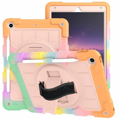 For iPad 10.2 (2021) / (2019) / (2020) TPU+PC Tablet Case Rotating Shockproof Kickstand Cover with Strap
