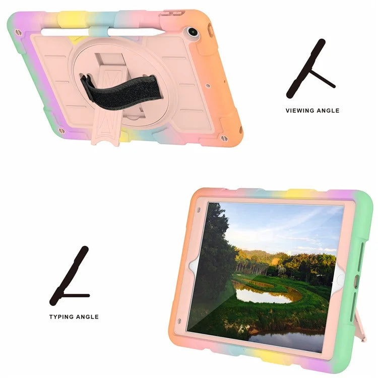 For iPad 10.2 (2021) / (2019) / (2020) TPU+PC Tablet Case Rotating Shockproof Kickstand Cover with Strap