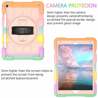 For iPad 10.2 (2021) / (2019) / (2020) TPU+PC Tablet Case Rotating Shockproof Kickstand Cover with Strap