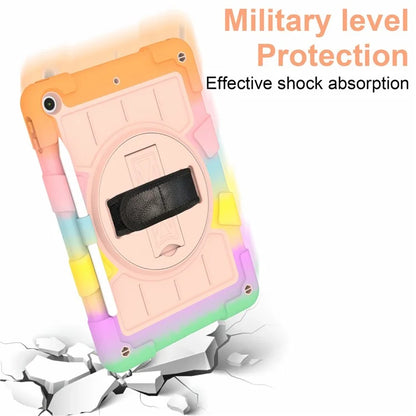 For iPad 10.2 (2021) / (2019) / (2020) TPU+PC Tablet Case Rotating Shockproof Kickstand Cover with Strap