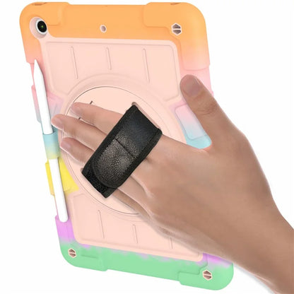 For iPad 10.2 (2021) / (2019) / (2020) TPU+PC Tablet Case Rotating Shockproof Kickstand Cover with Strap