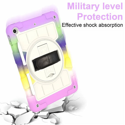 For iPad 10.2 (2021) / (2019) / (2020) TPU+PC Tablet Case Rotating Shockproof Kickstand Cover with Strap