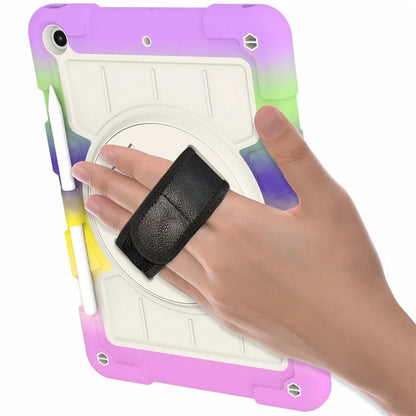 For iPad 10.2 (2021) / (2019) / (2020) TPU+PC Tablet Case Rotating Shockproof Kickstand Cover with Strap