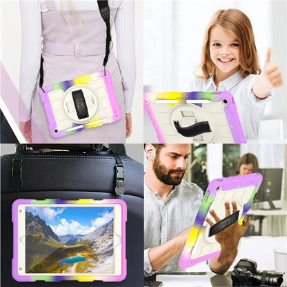 For iPad 10.2 (2021) / (2019) / (2020) TPU+PC Tablet Case Rotating Shockproof Kickstand Cover with Strap