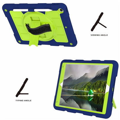 For iPad 10.2 (2021) / (2019) / (2020) TPU+PC Tablet Case Rotating Shockproof Kickstand Cover with Strap