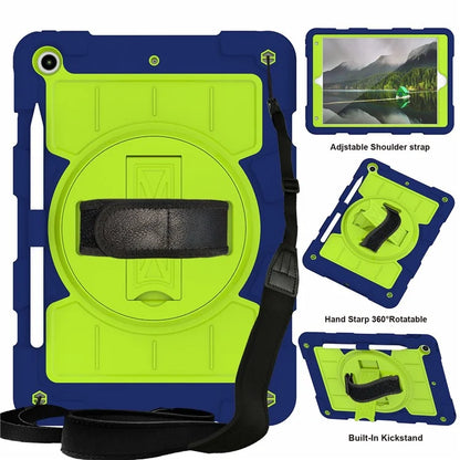 For iPad 10.2 (2021) / (2019) / (2020) TPU+PC Tablet Case Rotating Shockproof Kickstand Cover with Strap