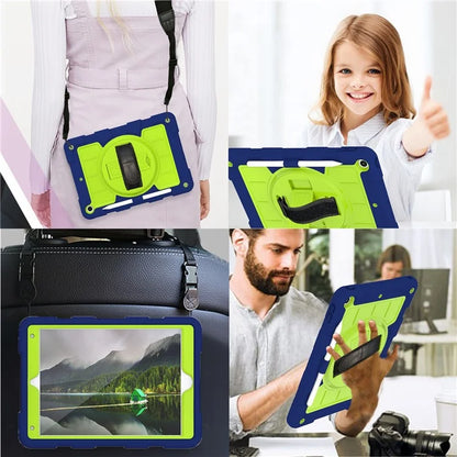 For iPad 10.2 (2021) / (2019) / (2020) TPU+PC Tablet Case Rotating Shockproof Kickstand Cover with Strap