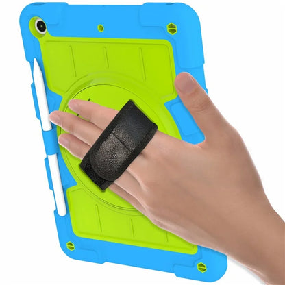 For iPad 10.2 (2021) / (2019) / (2020) TPU+PC Tablet Case Rotating Shockproof Kickstand Cover with Strap