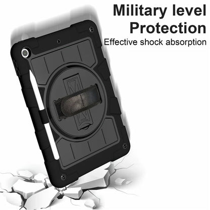 For iPad 10.2 (2021) / (2019) / (2020) TPU+PC Tablet Case Rotating Shockproof Kickstand Cover with Strap