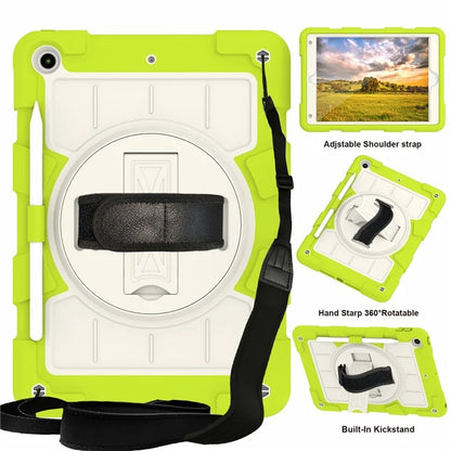 For iPad 10.2 (2021) / (2019) / (2020) TPU+PC Tablet Case Rotating Shockproof Kickstand Cover with Strap